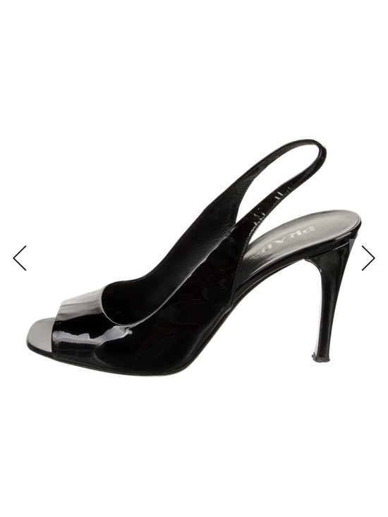 Prada Shoes - Black Patent Peep-Toe Slingback Prada Heels
